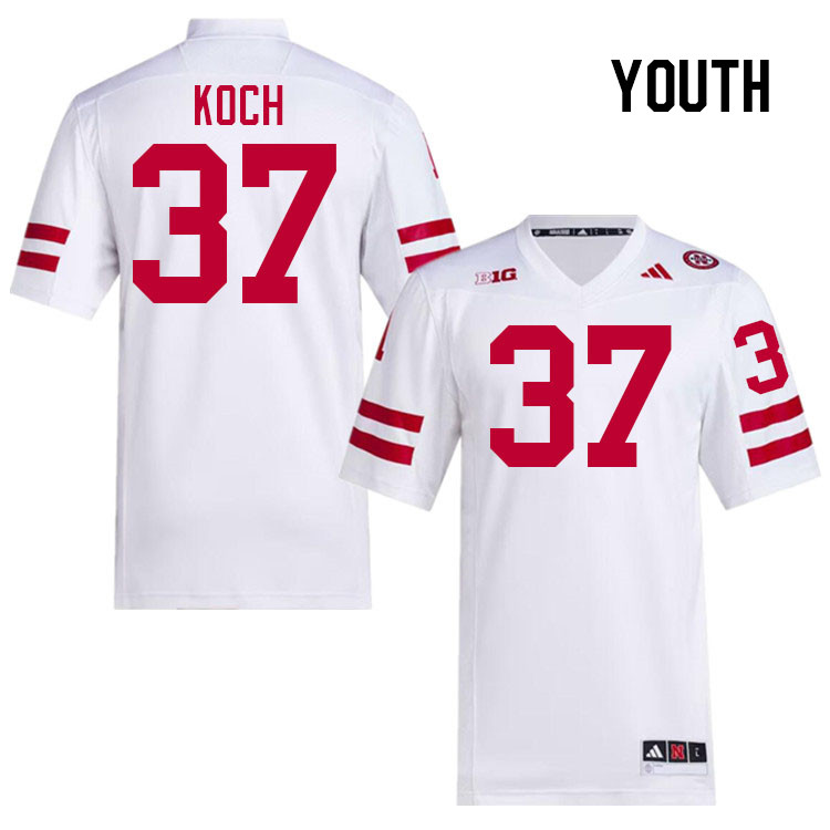 Youth #37 Kamdyn Koch Nebraska Cornhuskers College Football Jerseys Stitched Sale-White